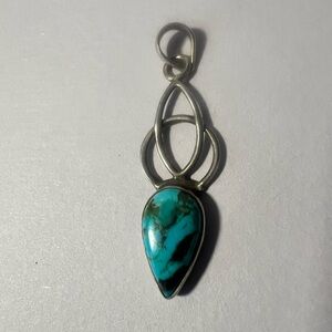 Ithaca Peak Turquoise Pendant.925 Sterling Silver